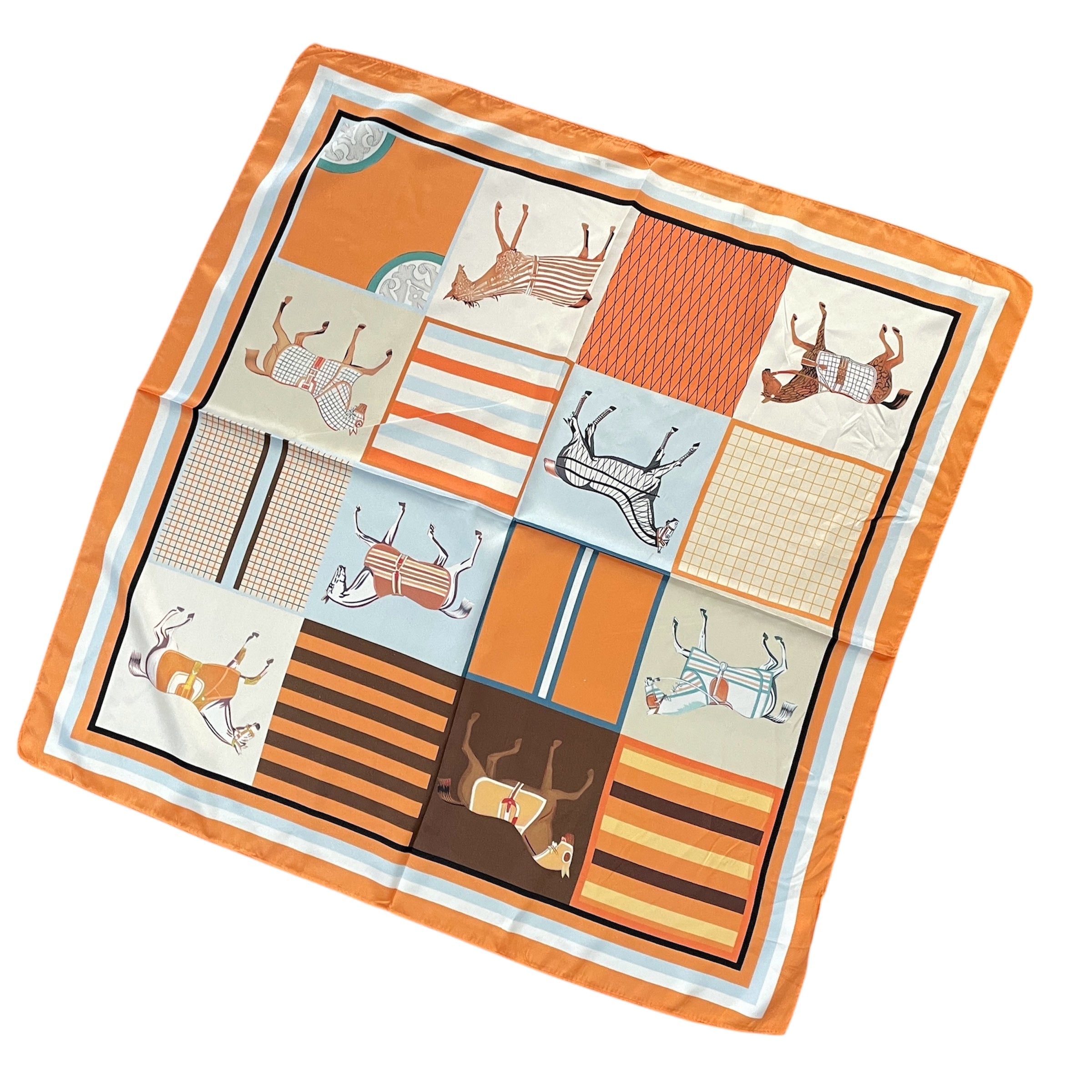 Damen halstuch seidentuch pferdemotiv taschenaccssoire