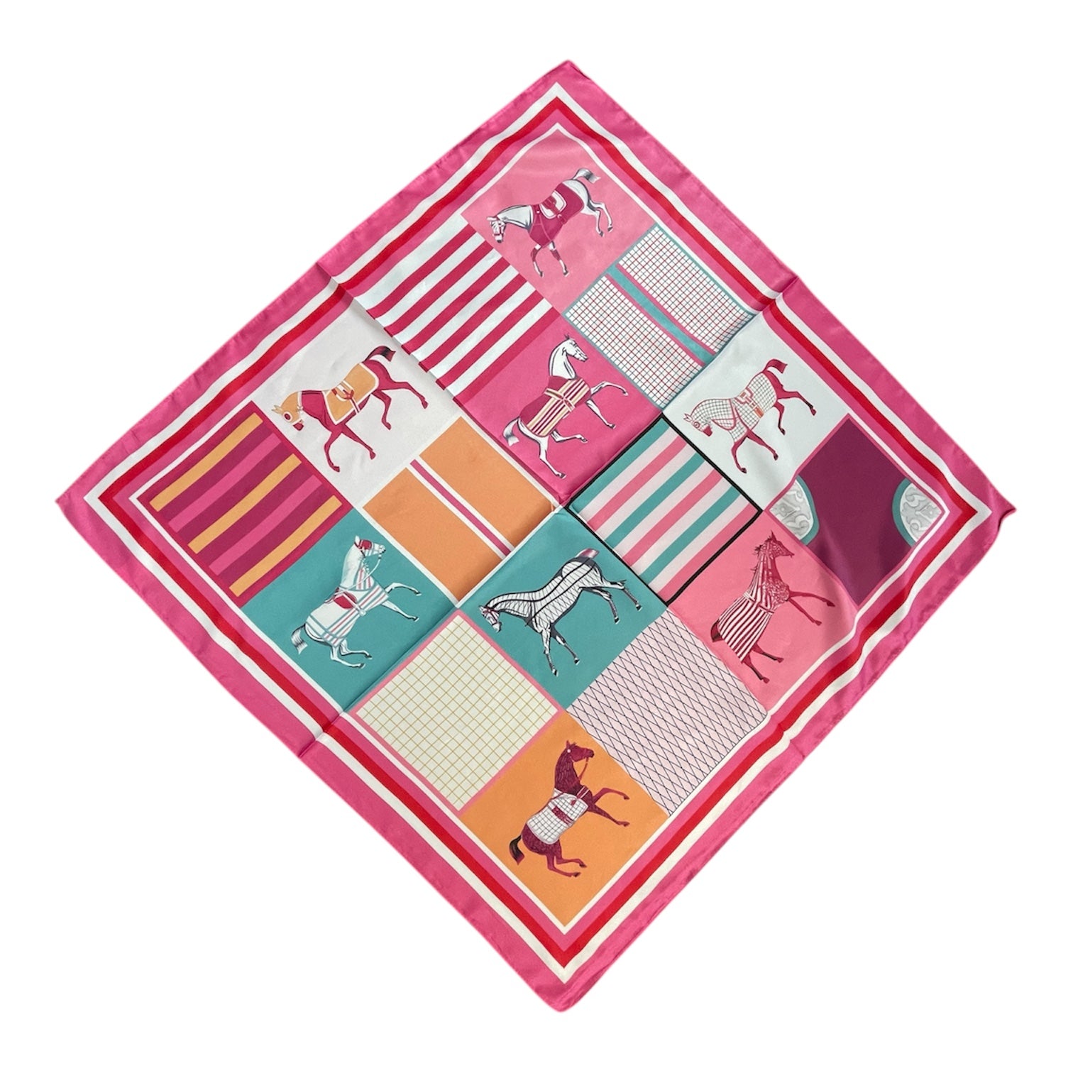 Damen halstuch seidentuch pferdemotiv taschenaccssoire