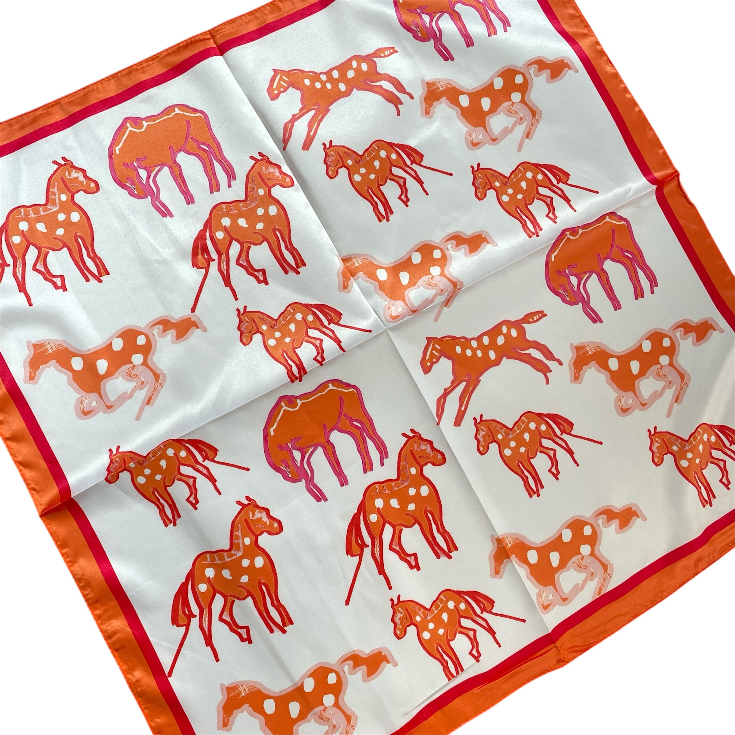 Damen halstuch seidentuch pferdemotiv taschenaccssoire