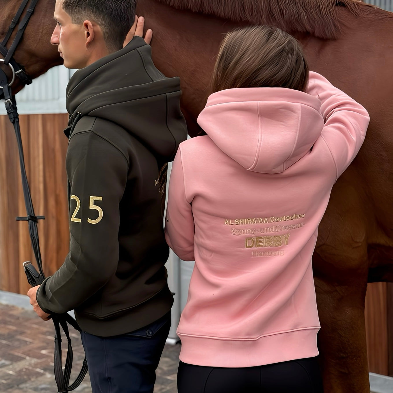 hamburg derby sweatjacke reiten damen kapuzenjacke hoodie mit kapuze rosa gold damen herren