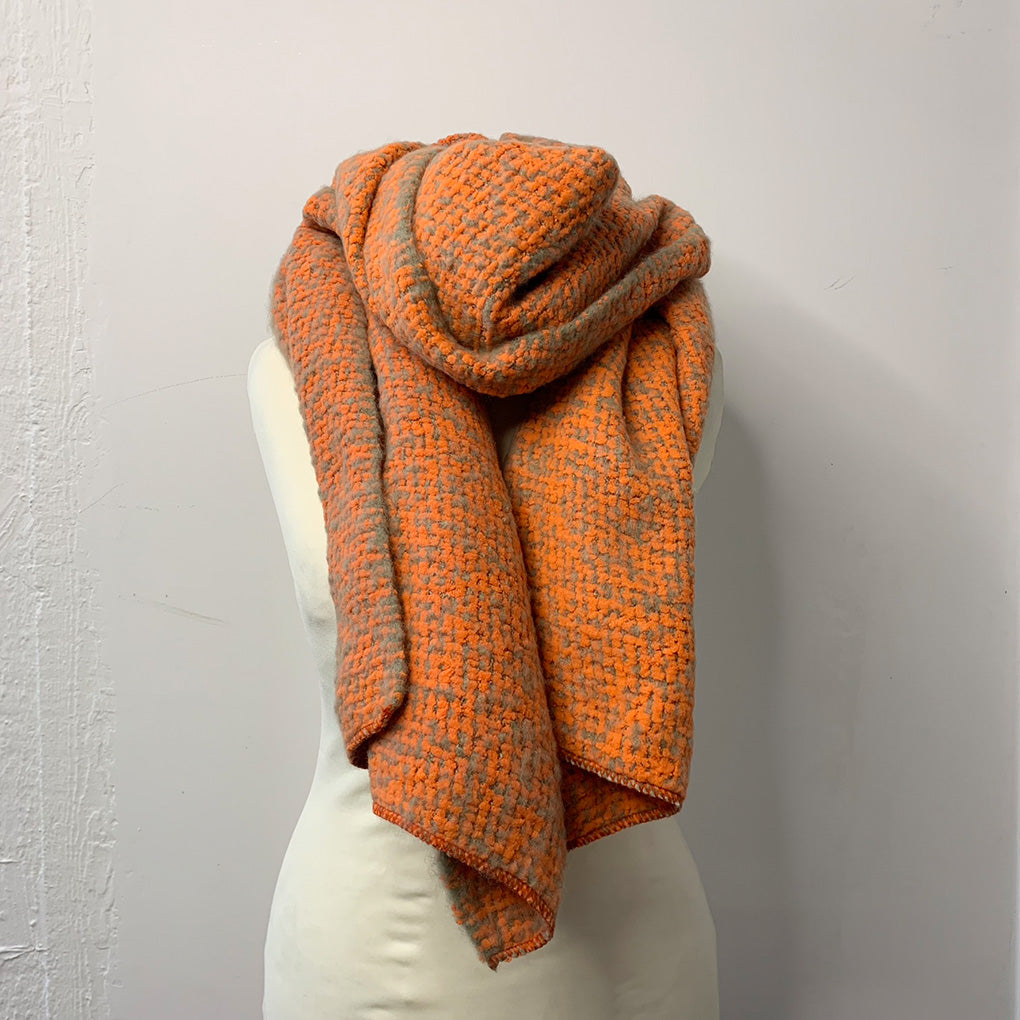 Winterschal Damen Wollmix orange Beige kuschelschal