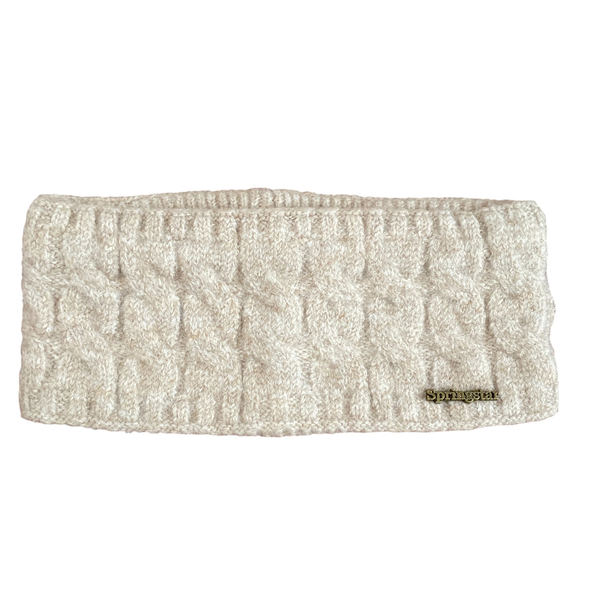 Breites Strickstirnband warm beige