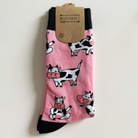 Bunte Motiv Socken Happy Unisex Kuh rosa schwarz