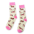 Bunte Motiv Socken Happy Unisex Pferd gelb pink