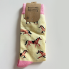 Bunte Motiv Socken Happy Unisex Pferd gelb pink