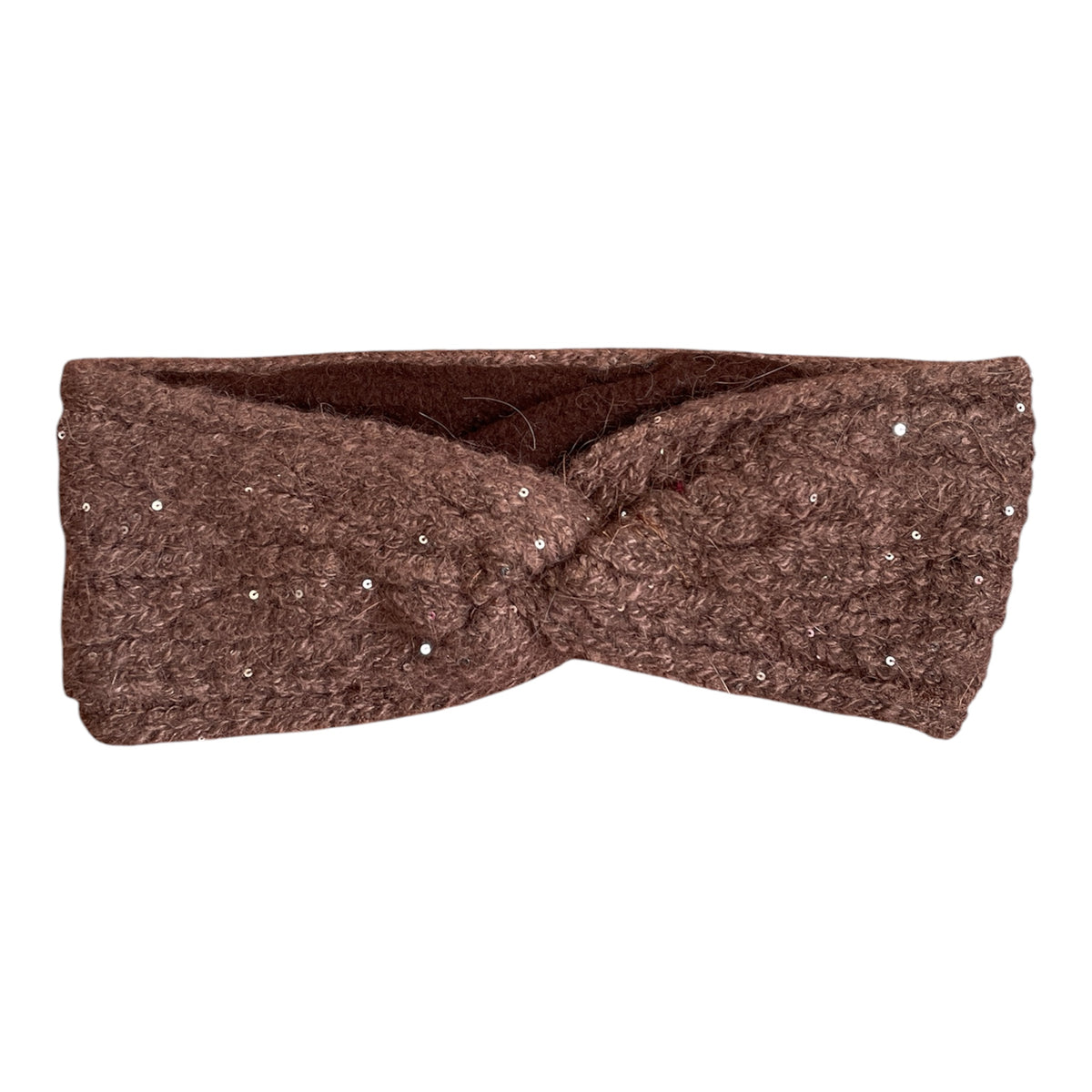 Damen Winter Stirnabnd Glitzer Braun