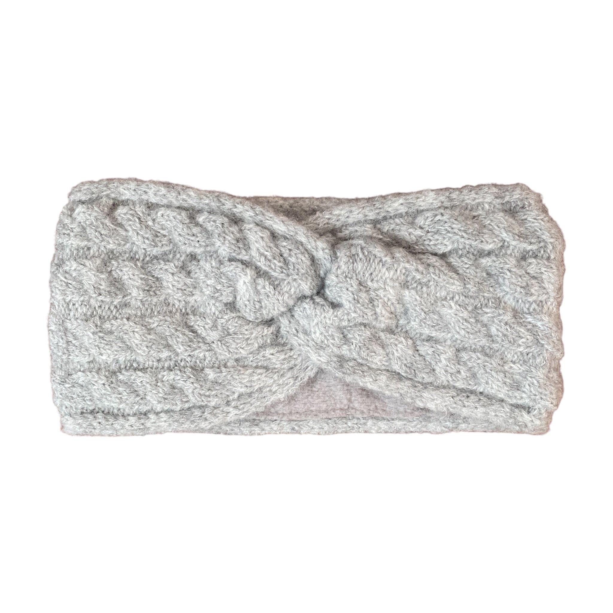 Winter Strickstirnband grau mit Fleecefutter