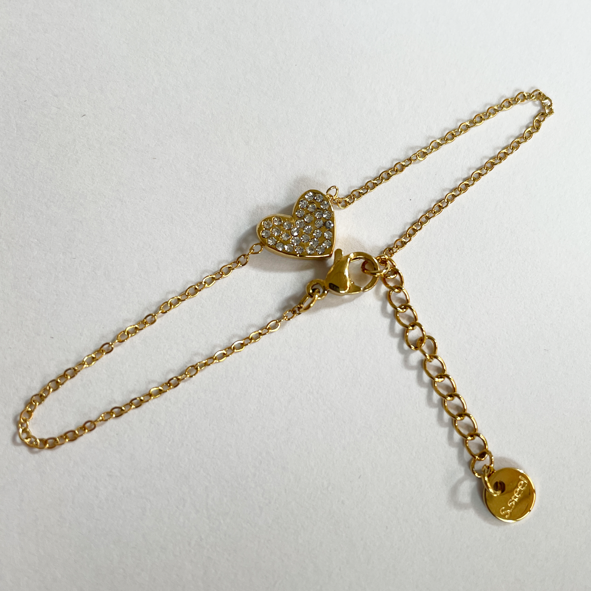 Schmuck Hypoallergen Gold Edelstahkl Herz mit Glitzersteinen