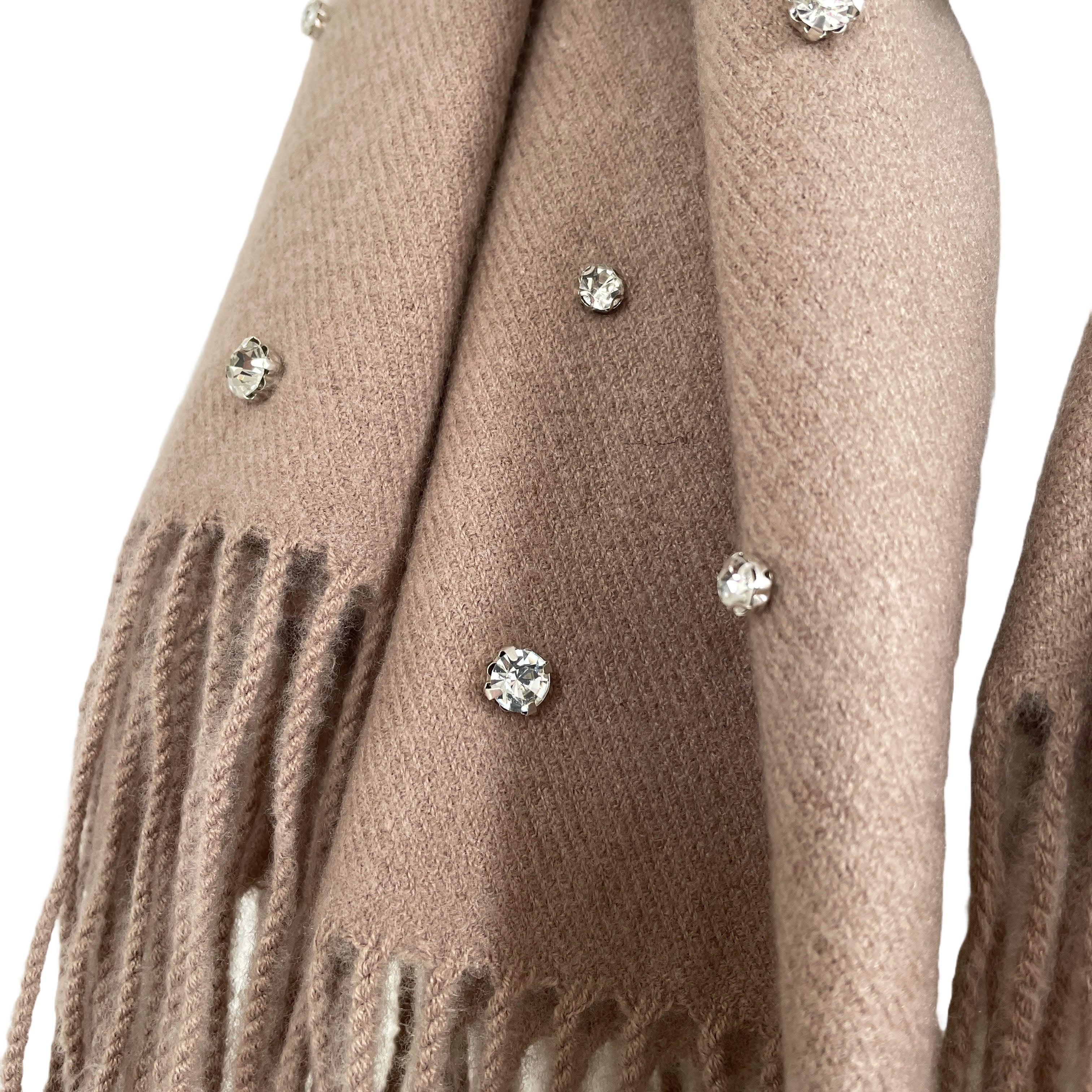 strass glitzer funkelnd glitzerschal beige