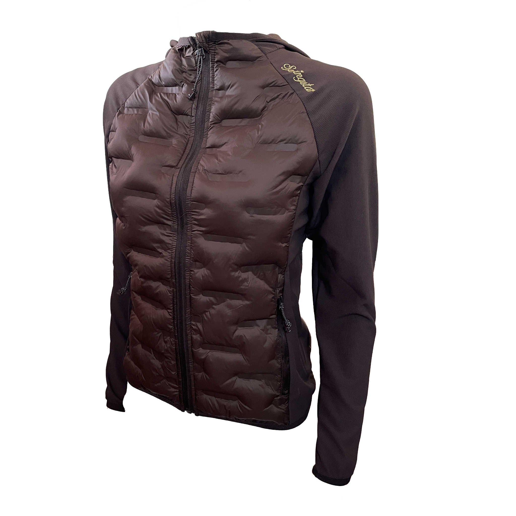 Damen Funktions Reitjacke Bella Springstar Hybrid Übergangsjacke leichte Steppjacke mit Kapuze Braun