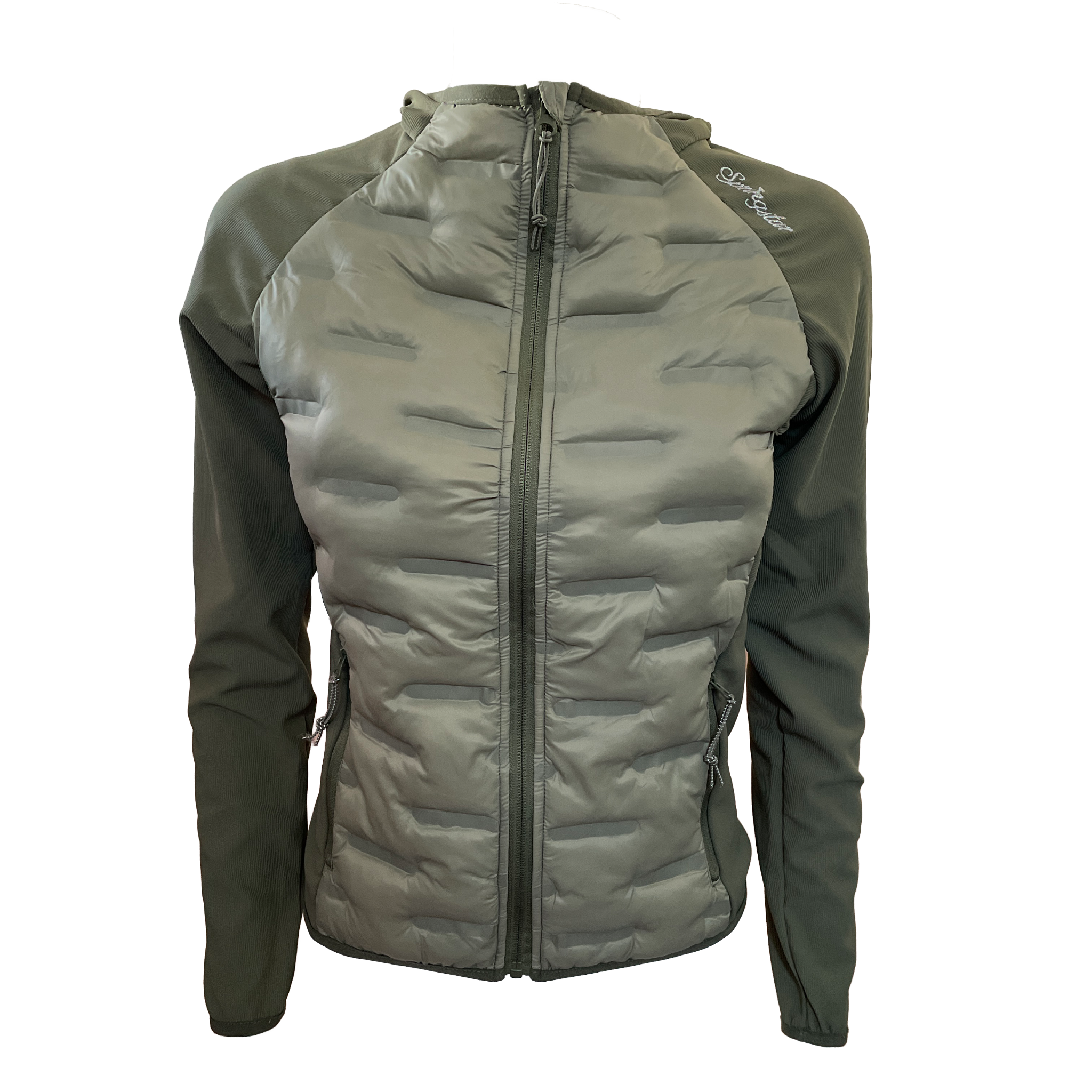 Damen Funktions Reitjacke Bella Springstar Hybrid Übergangsjacke leichte Steppjacke mit Kapuze Khaki