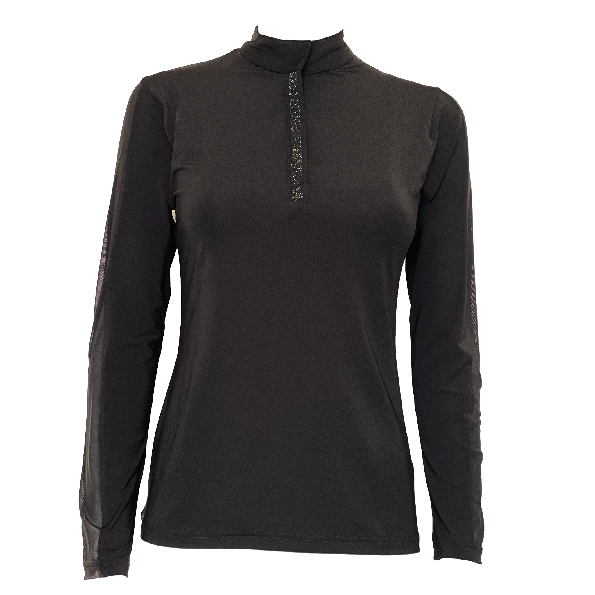 funktionsshirt langarm medina turniershirt sommer mesh schwarz gold glitzer springstar