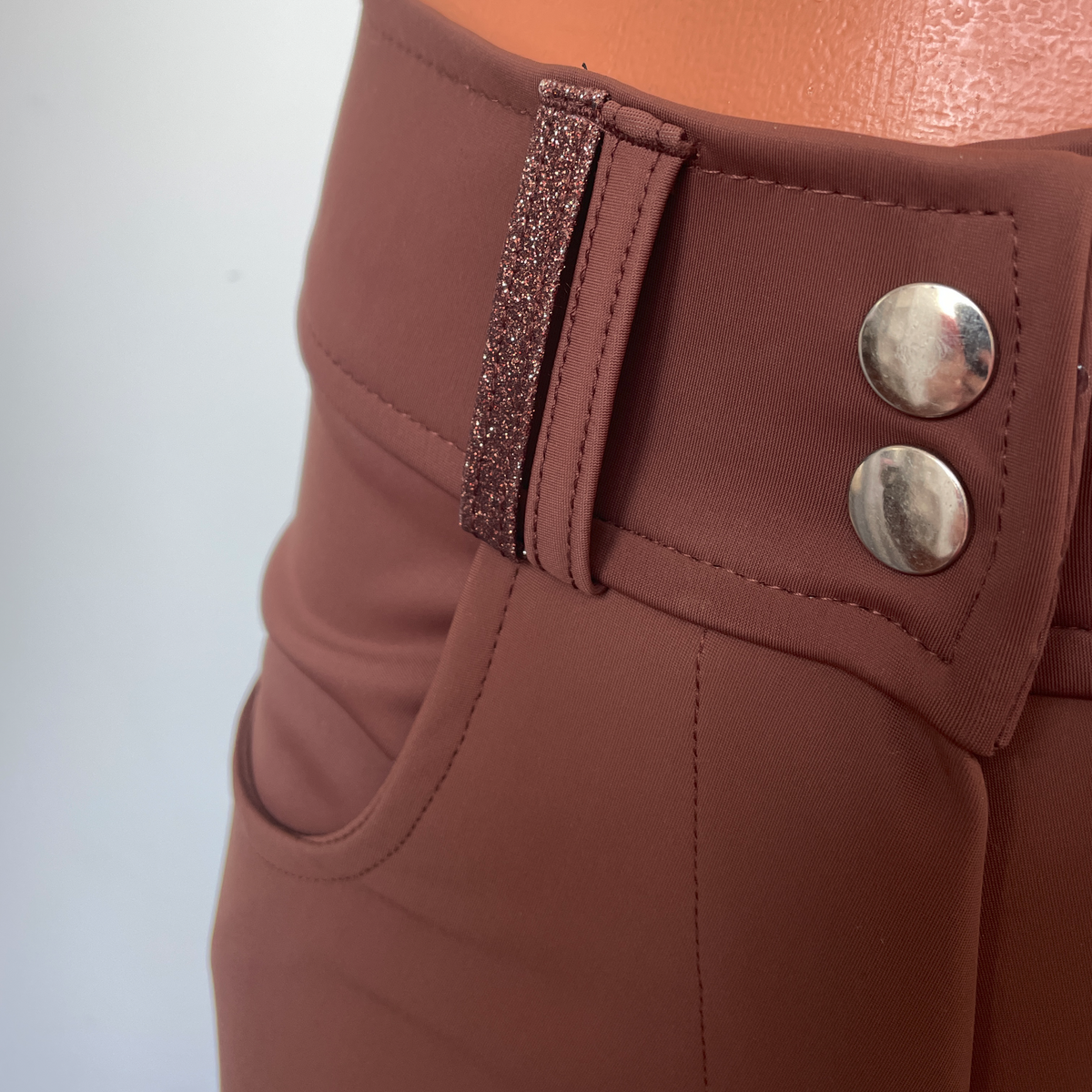 Springstar Glitzer Softshell Reithose Yvonne braun Glitzerdetail Reitmode Damen Reithose mit Glitzer