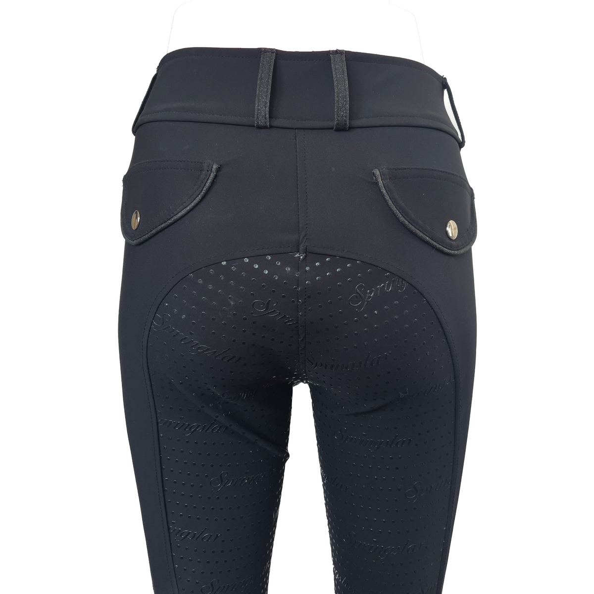 Springstar Glitzer Softshell Reithose Yvonne schwarz Glitzerdetail Reitmode Damen Reithose mit Glitzer hinten