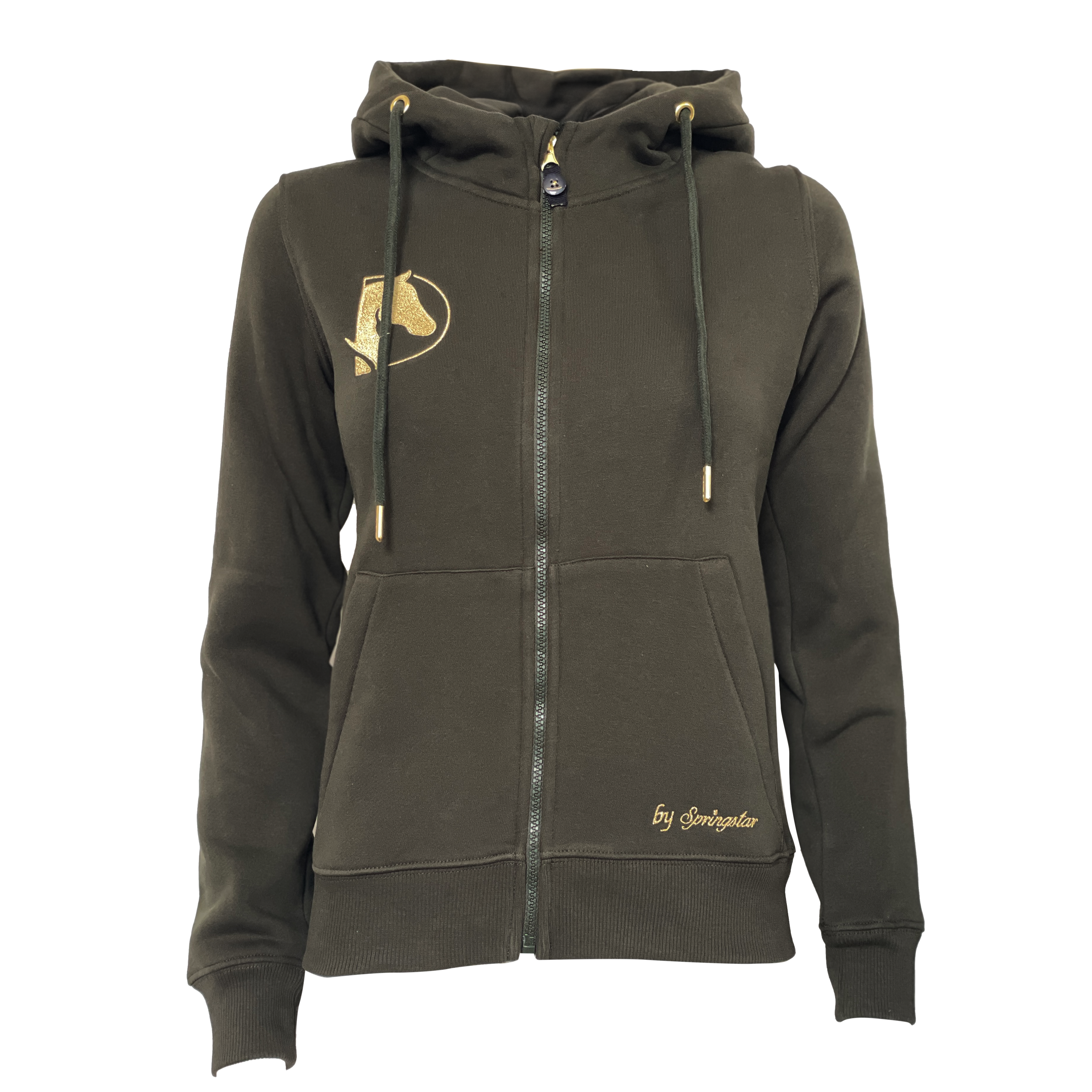 hamburg derby sweatjacke reiten damen kapuzenjacke hoodie mit kapuze khaki grün gold
