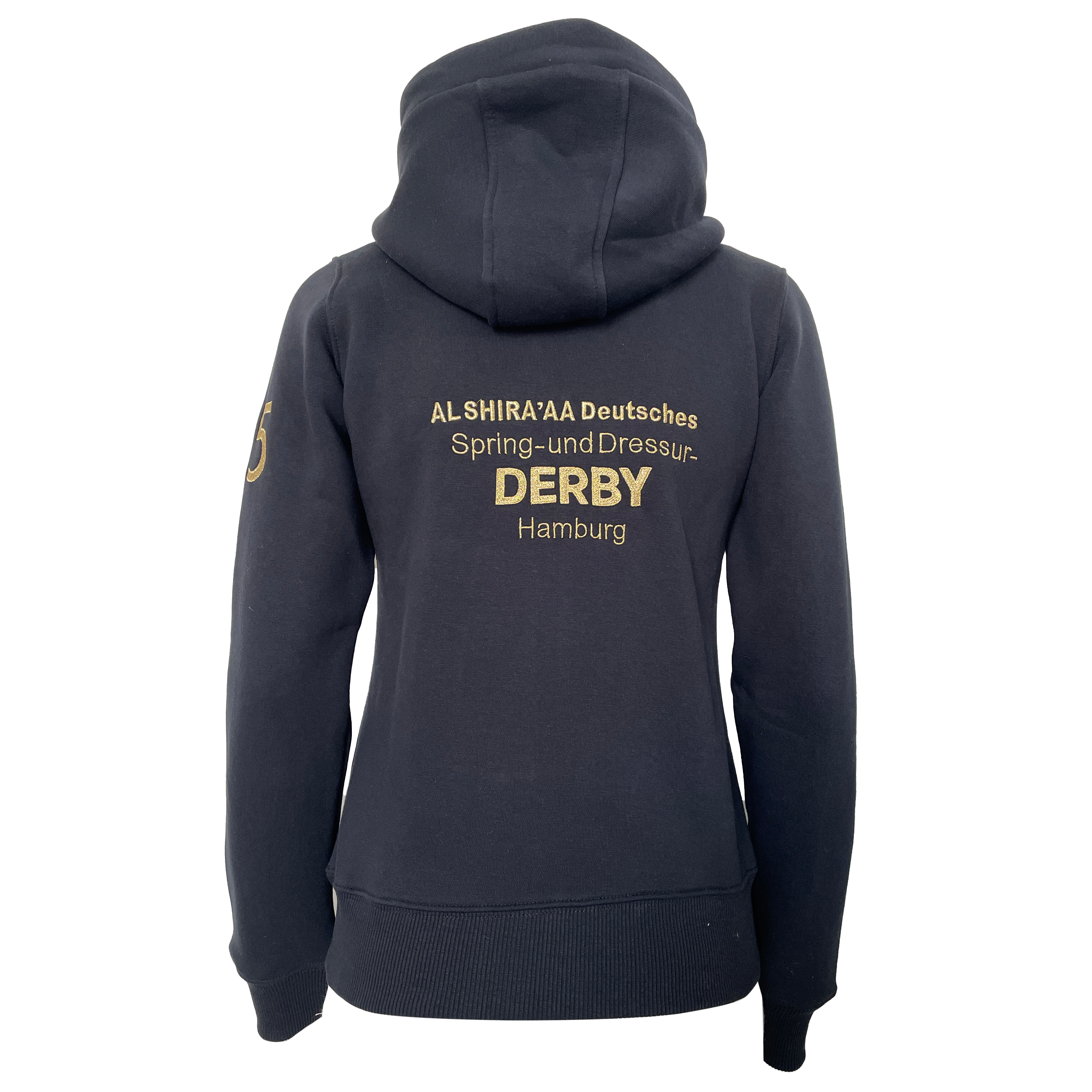 hamburg derby sweatjacke reiten damen kapuzenjacke hoodie mit kapuze blau gold