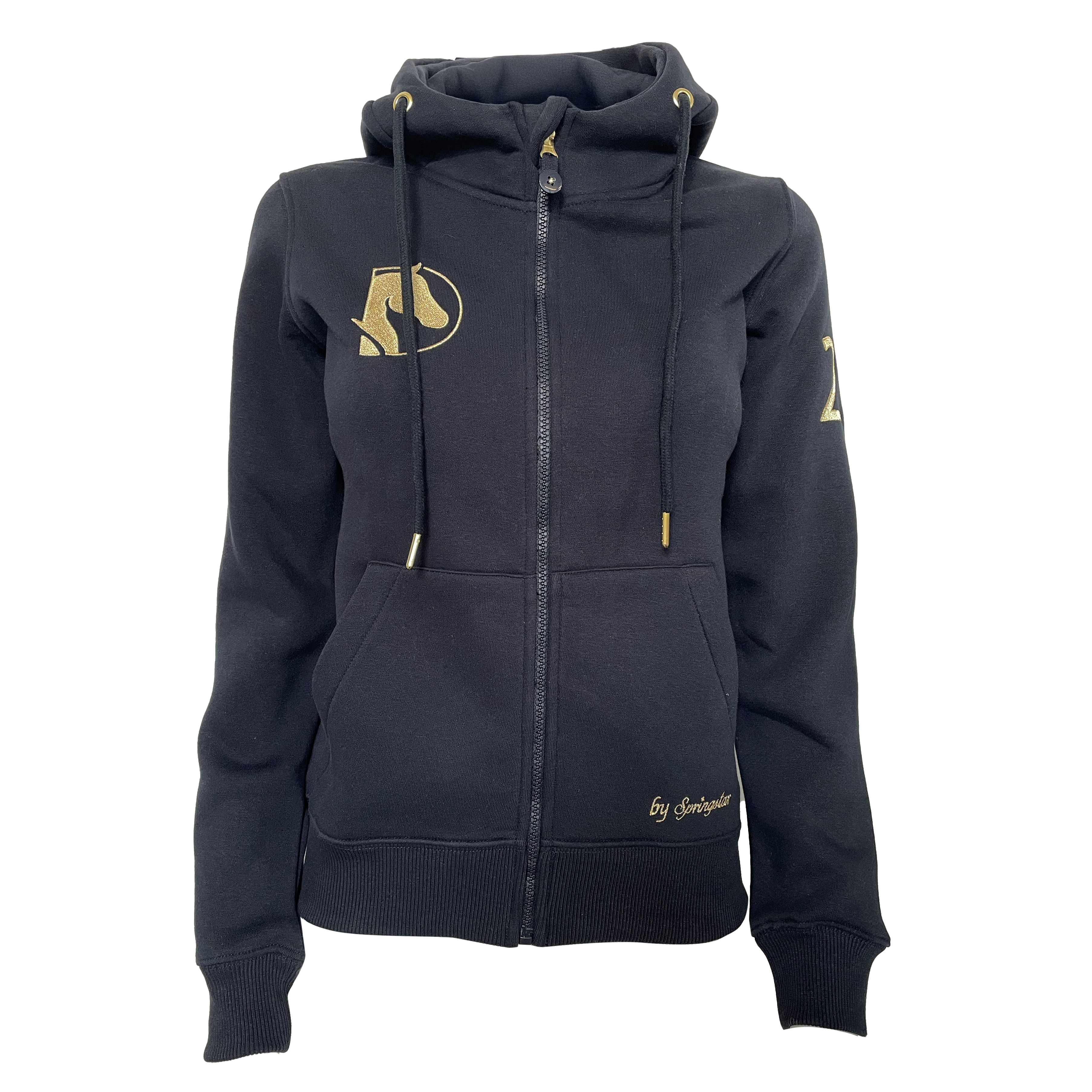hamburg derby sweatjacke reiten damen kapuzenjacke hoodie mit kapuze blau gold