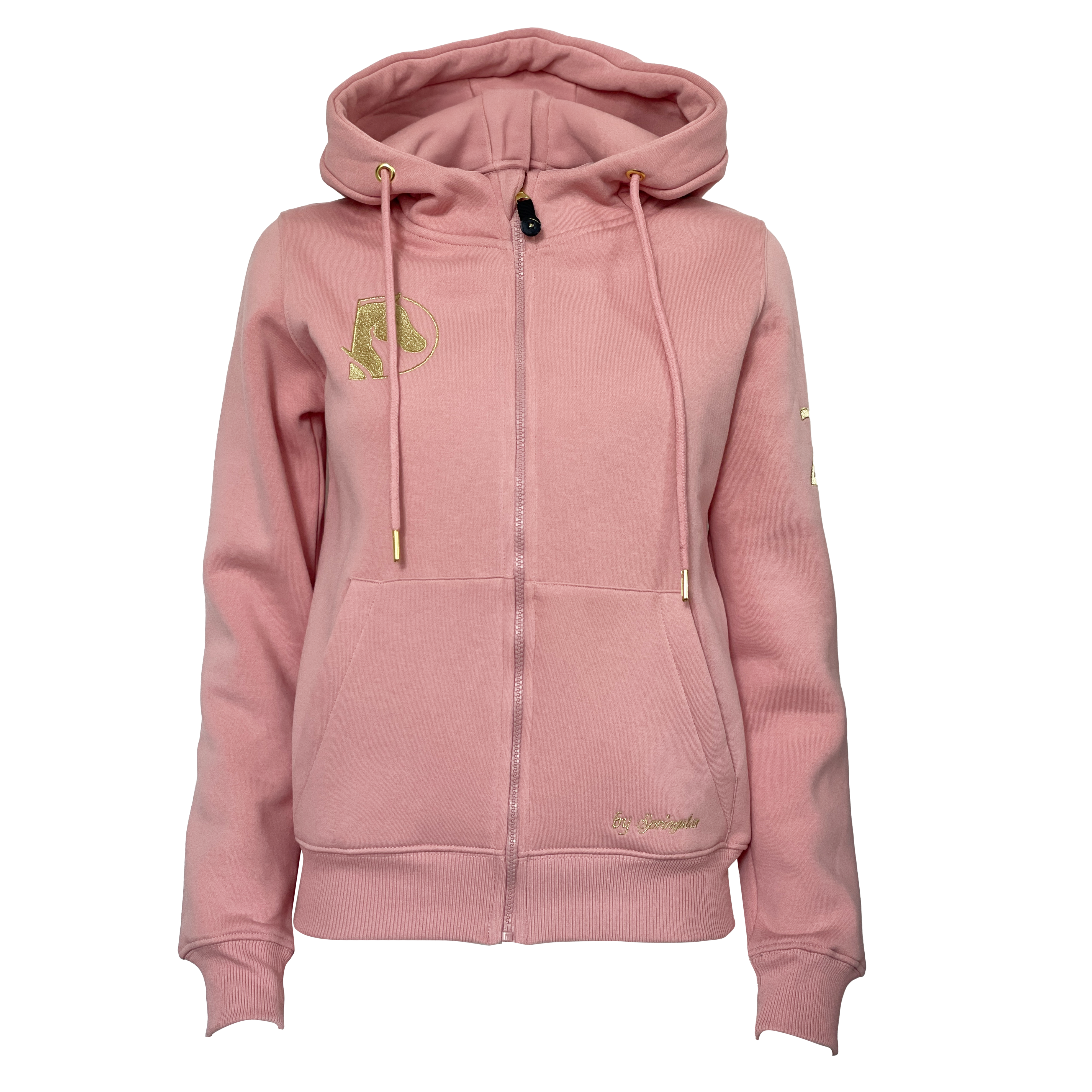 hamburg derby sweatjacke reiten damen kapuzenjacke hoodie mit kapuze rosa gold