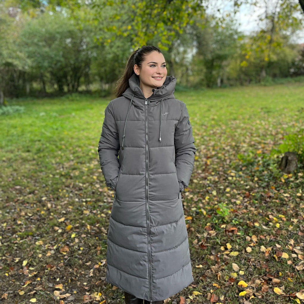 Langer Steppmantel spooks mit Kapuze grün grau springstar