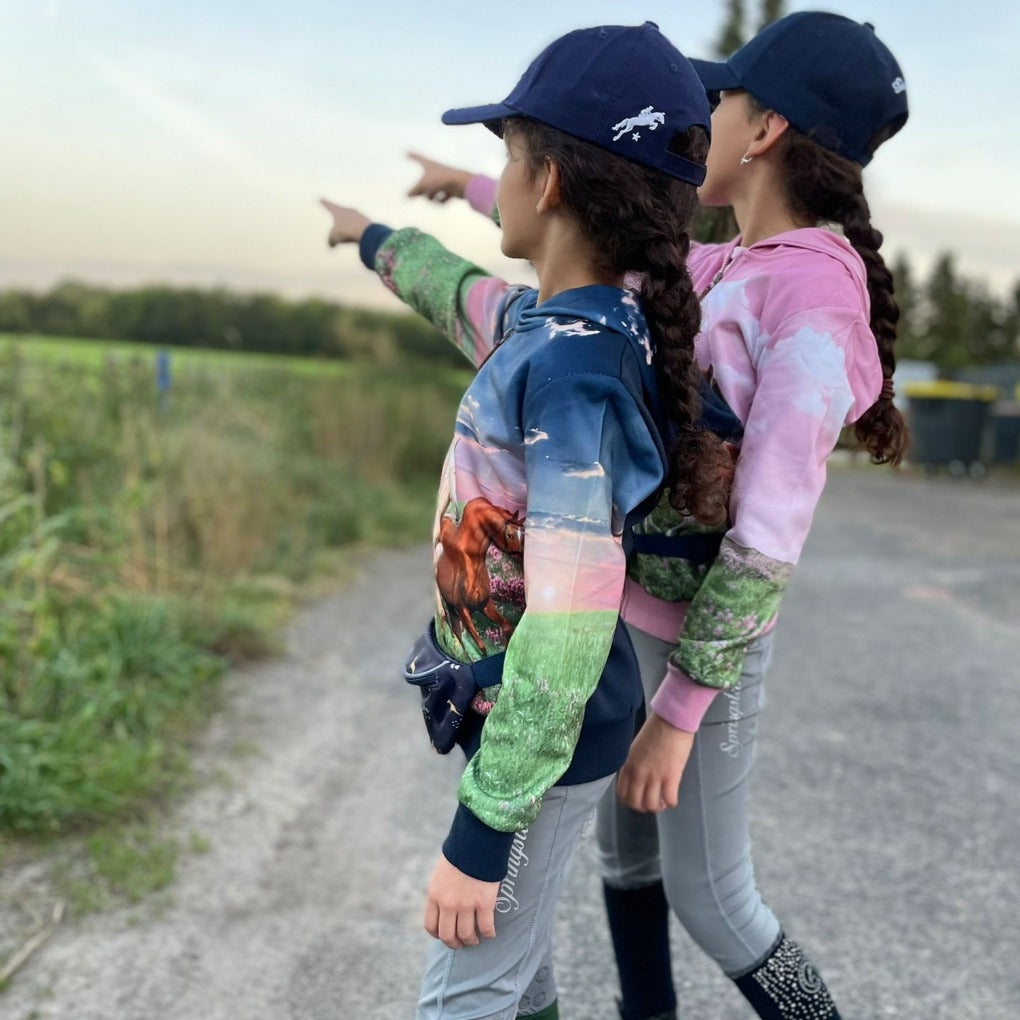 kinder hoodie wendy pferdemotiv Mädchen kapuzenjacke bunt kappe navy
