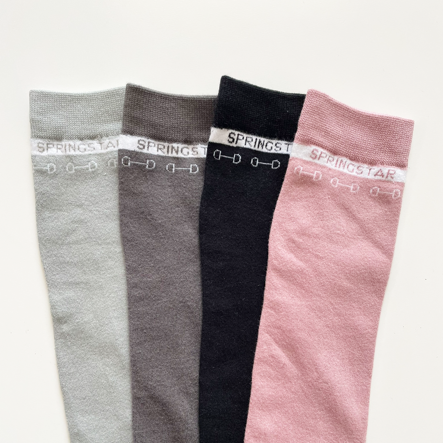 Reit Kniestrümpfe Reiten Reitsocken Siham Gebissmotiv Streifen grau schwarz rosa reitstrümpfe damen reiter