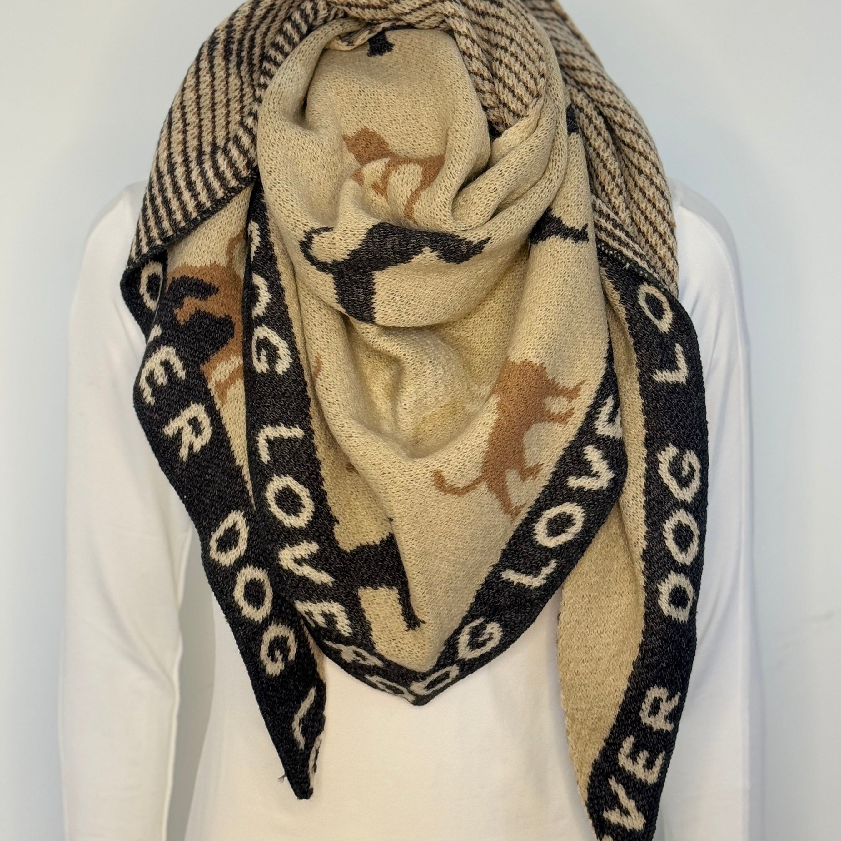 Mila Dog Lover Schal für Damen – Dreiecksschal in Beige
