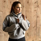 oversize hoodie mit kapuze grau springstarspooks kapuzenpulli cropped