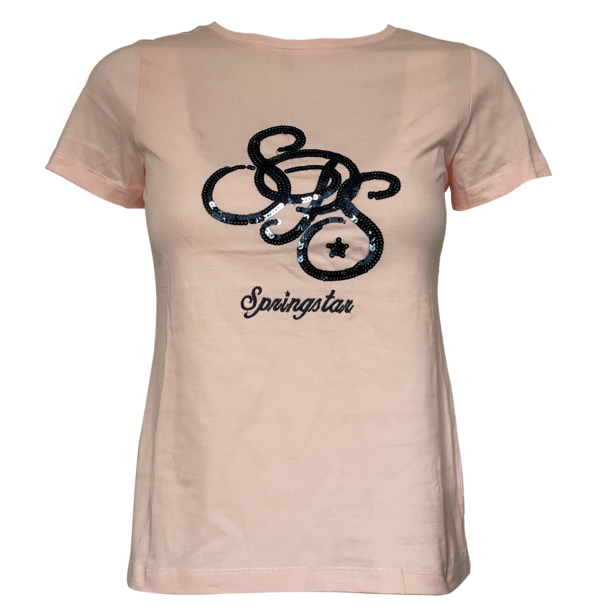 Misty Rose Glitzer Pailletten Shirt Nina Damen – feminines Baumwollshirt