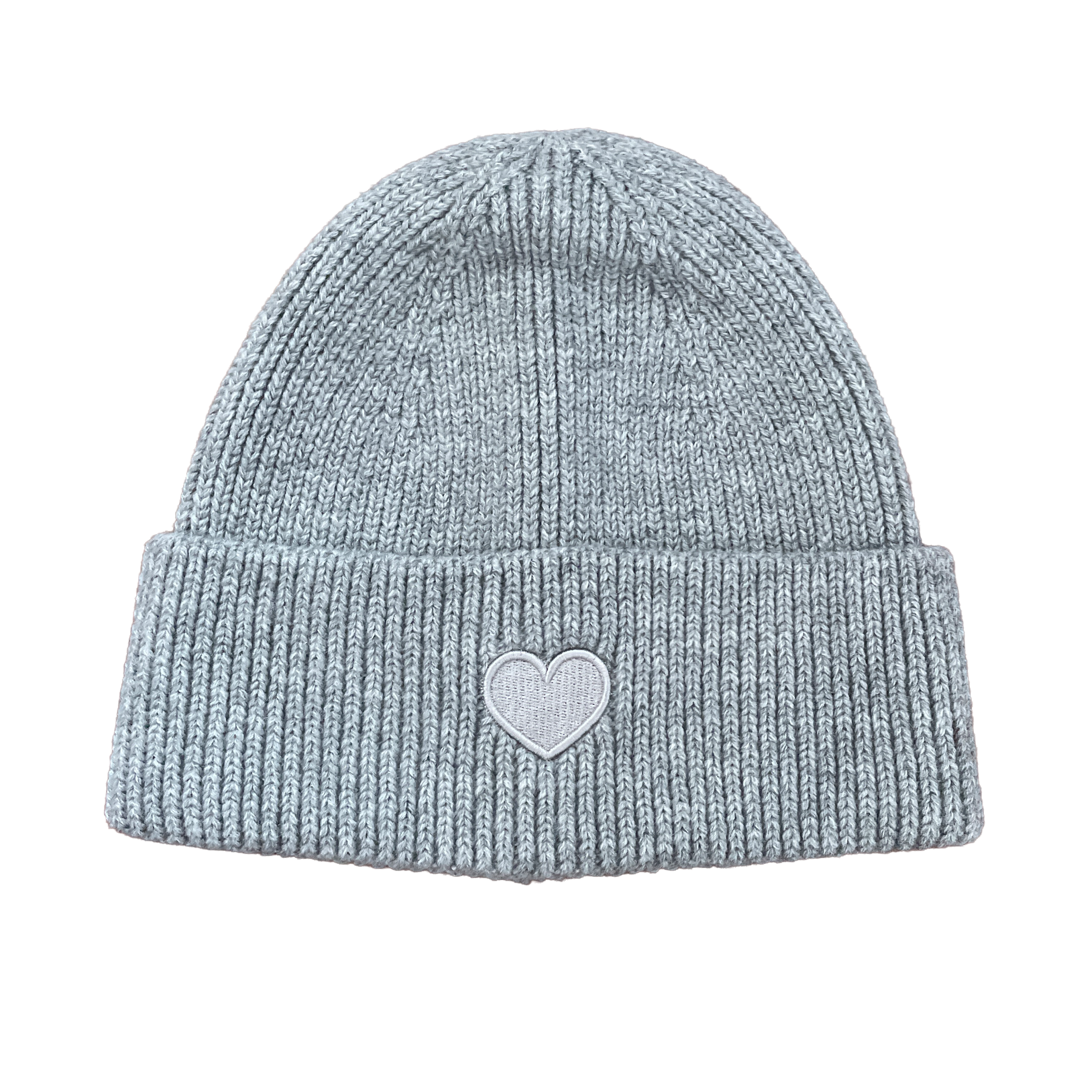 Damen Winter Strickmütze mit Herz Grau