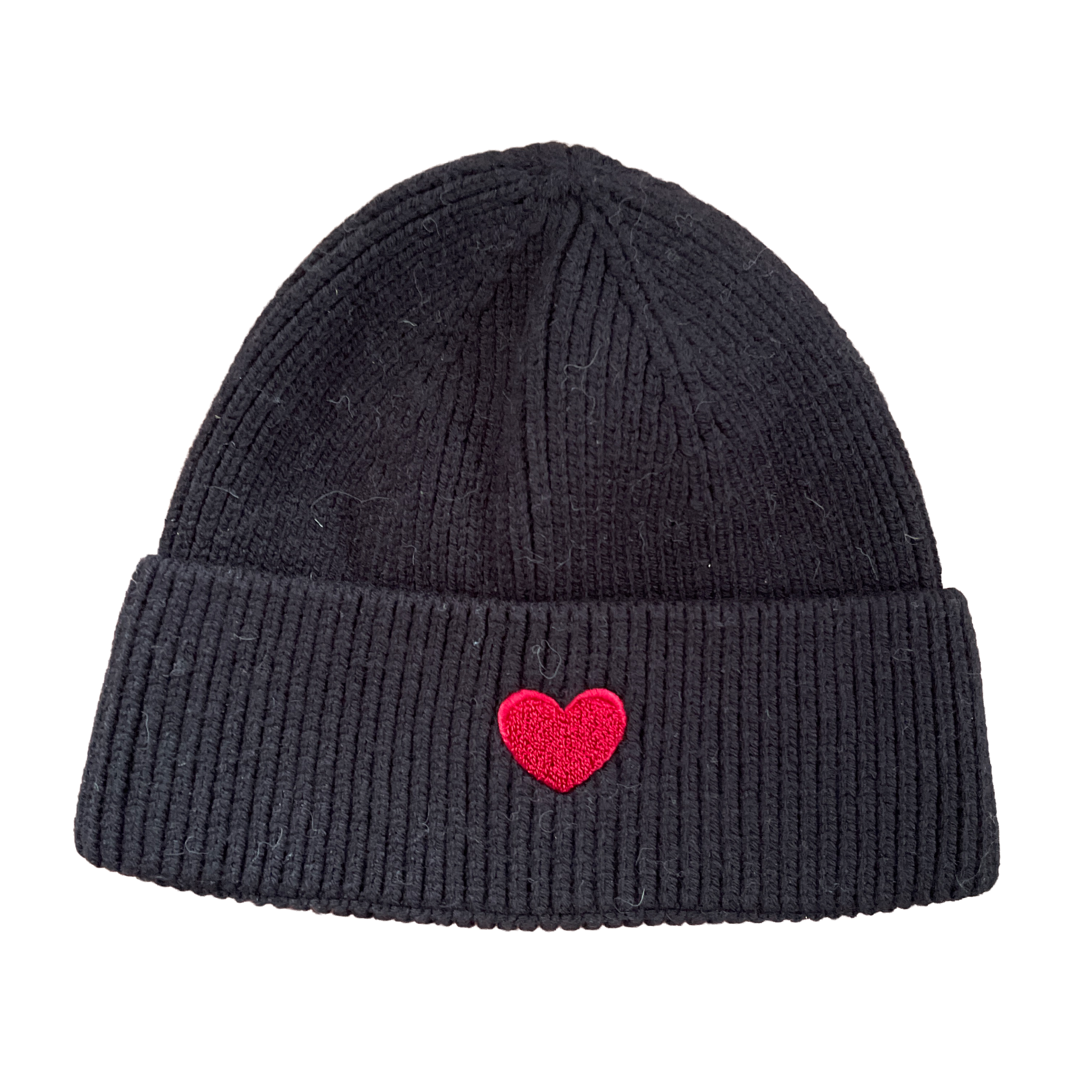 Damen Winter Strickmütze mit Herz Schwarz