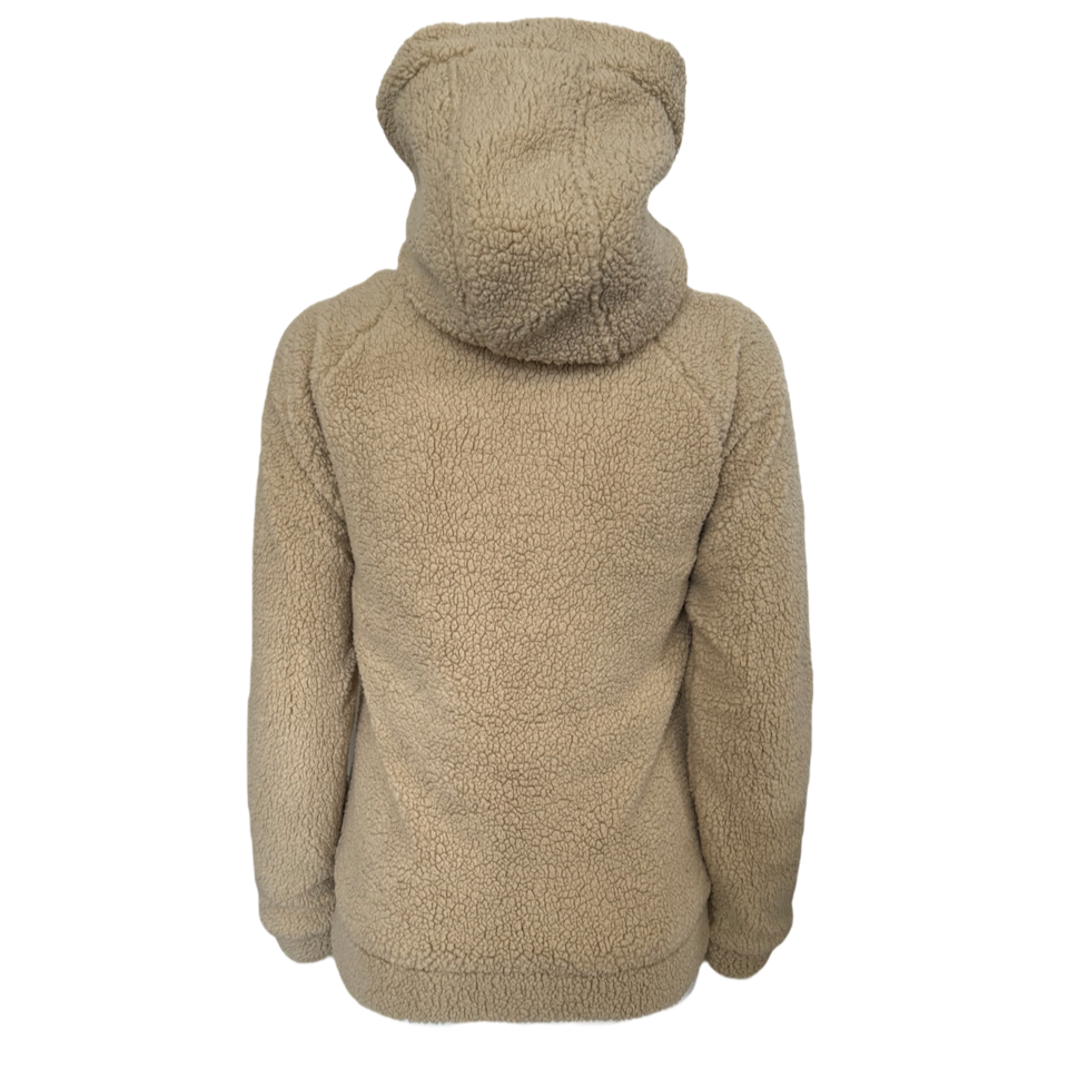 Teddy Jacke Damen Fleecejacke mit Kapuze beige