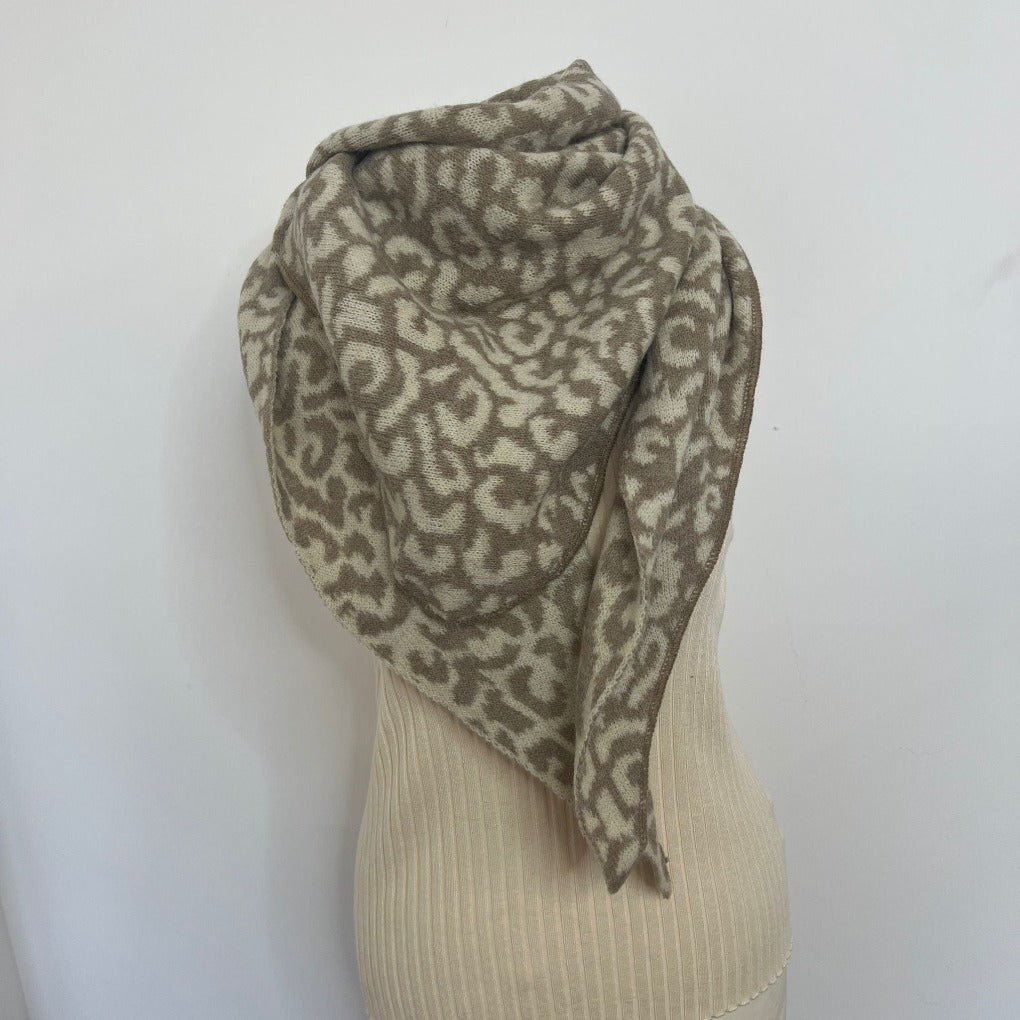 Dreieckstuch Schal Leo Print Greige