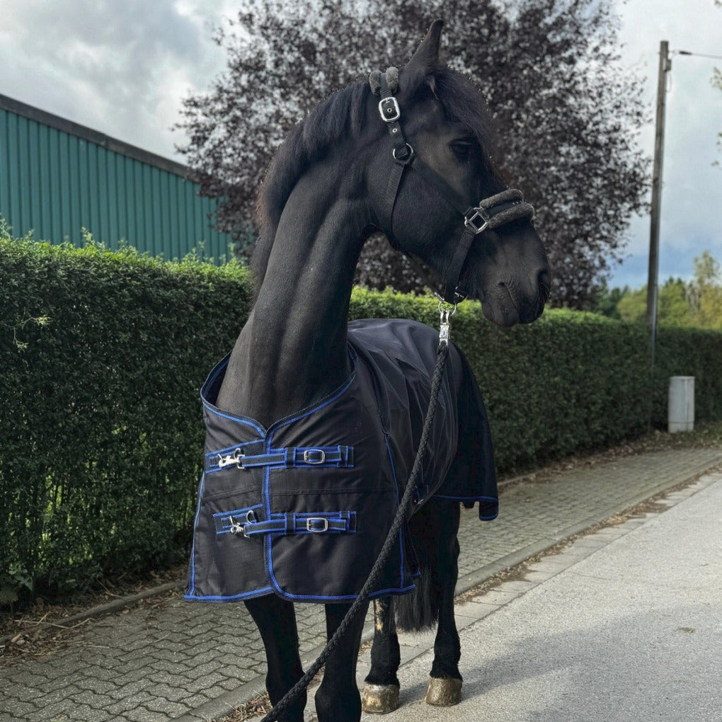 wind und regendecke pferd blau schwarz fleece springstar