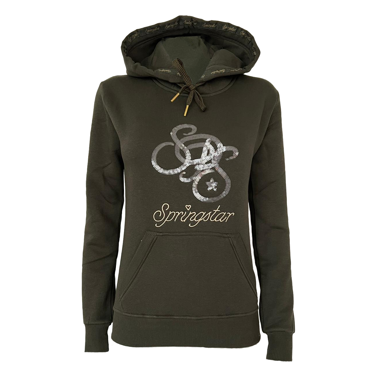 Kapuzen-Reiter Hoodie-Selma-mit-Pailletten-darkgreen-gruen-dunkelgruen-springstar spooks