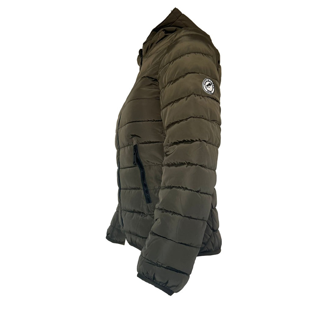Winter Reitjacke Kinder olive grün Steppjacke mit kapuze