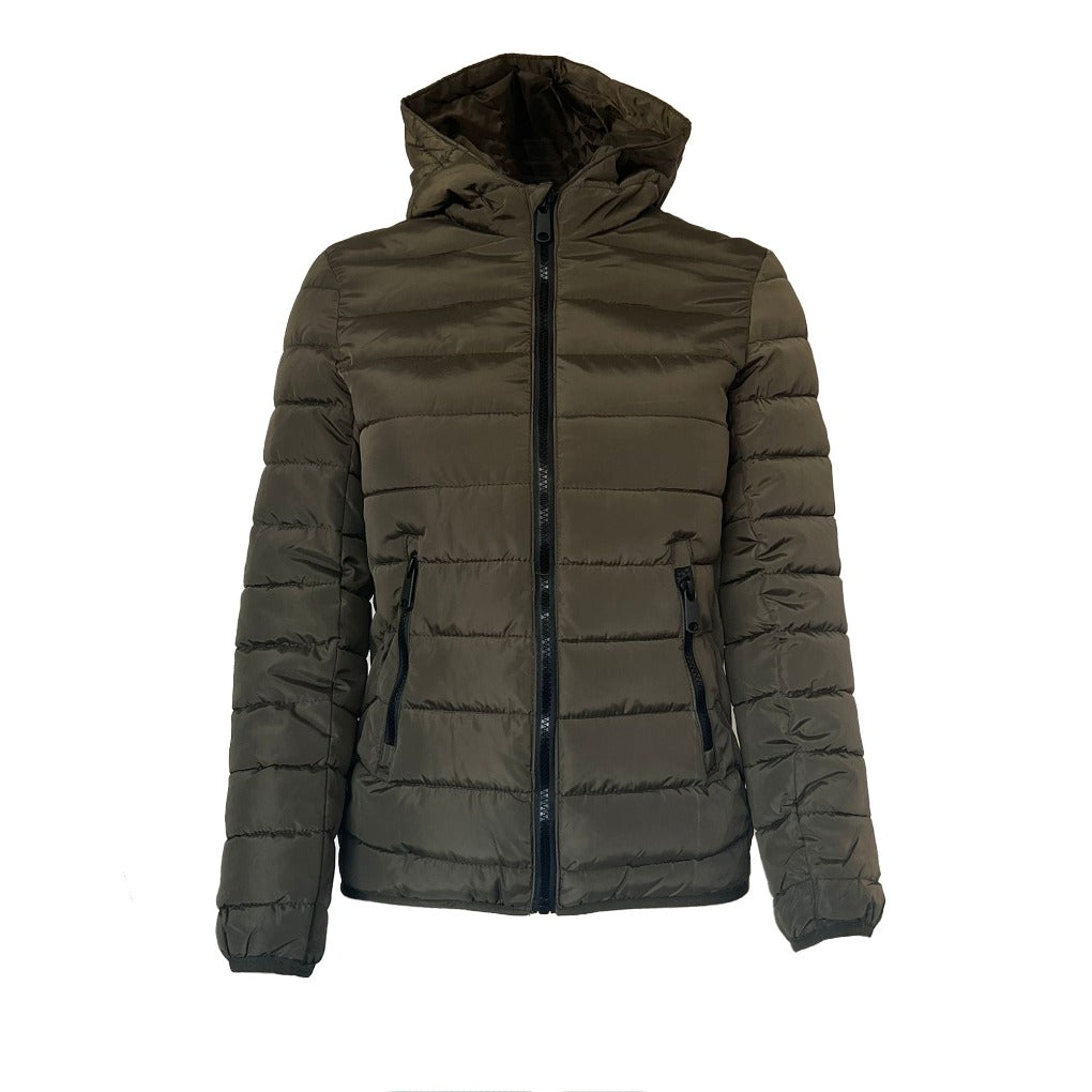 Winter Reitjacke Kinder Olive grün Steppjacke mit kapuze