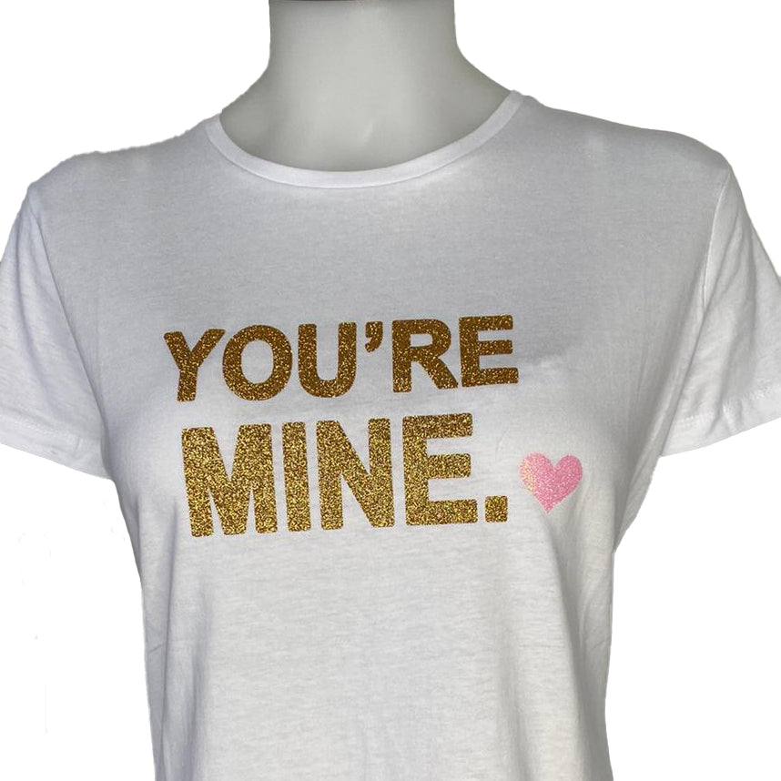 t-shirt glitzer motiv gold herz you´re mine