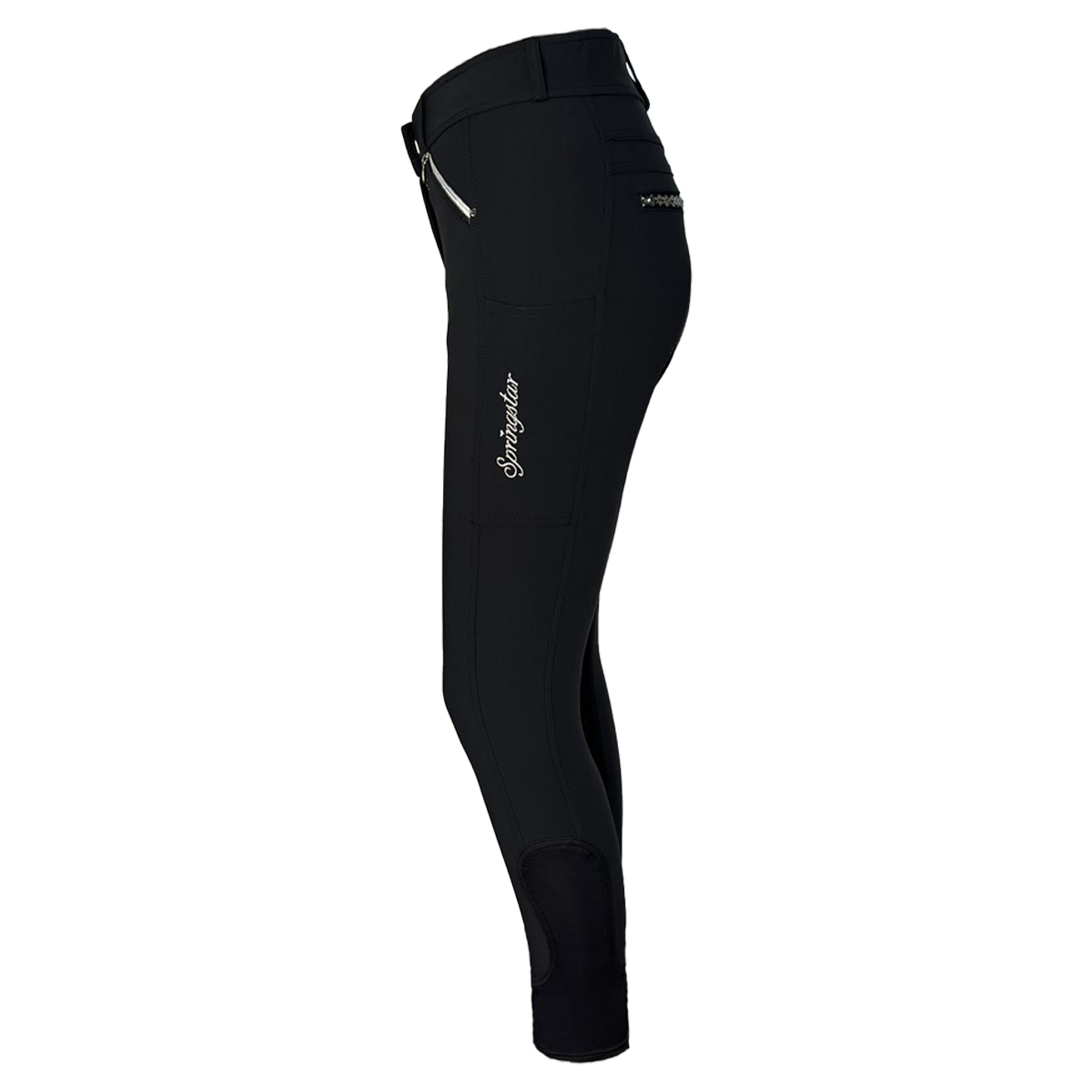 Reithose-Tiffy-mit-Kristallen-black-schwarz-vollbesatz-springstar-seite-handytasche highwaist sommer plus size