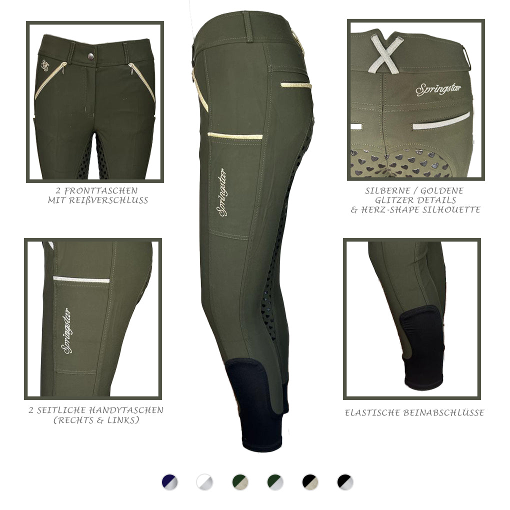 Sommer-Reithose-Herzstueck-mit-Handytasche-DarkGreen-black-navy-white-silver-lightgold-springstar-luftige-reithose-reithosefuerdensommer