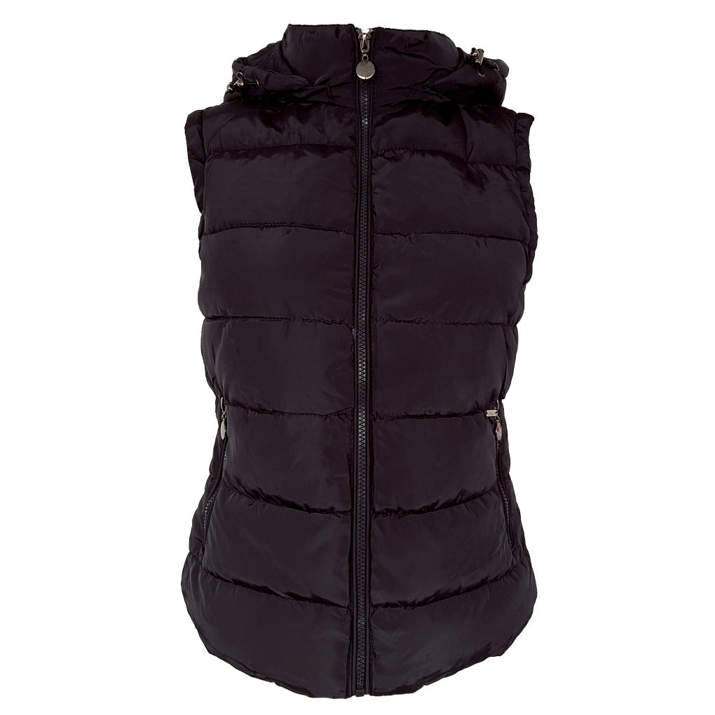 Reitweste spooks damen Steppweste-mit-abnehmbarer-Kapuze-Edita-black-schwarz