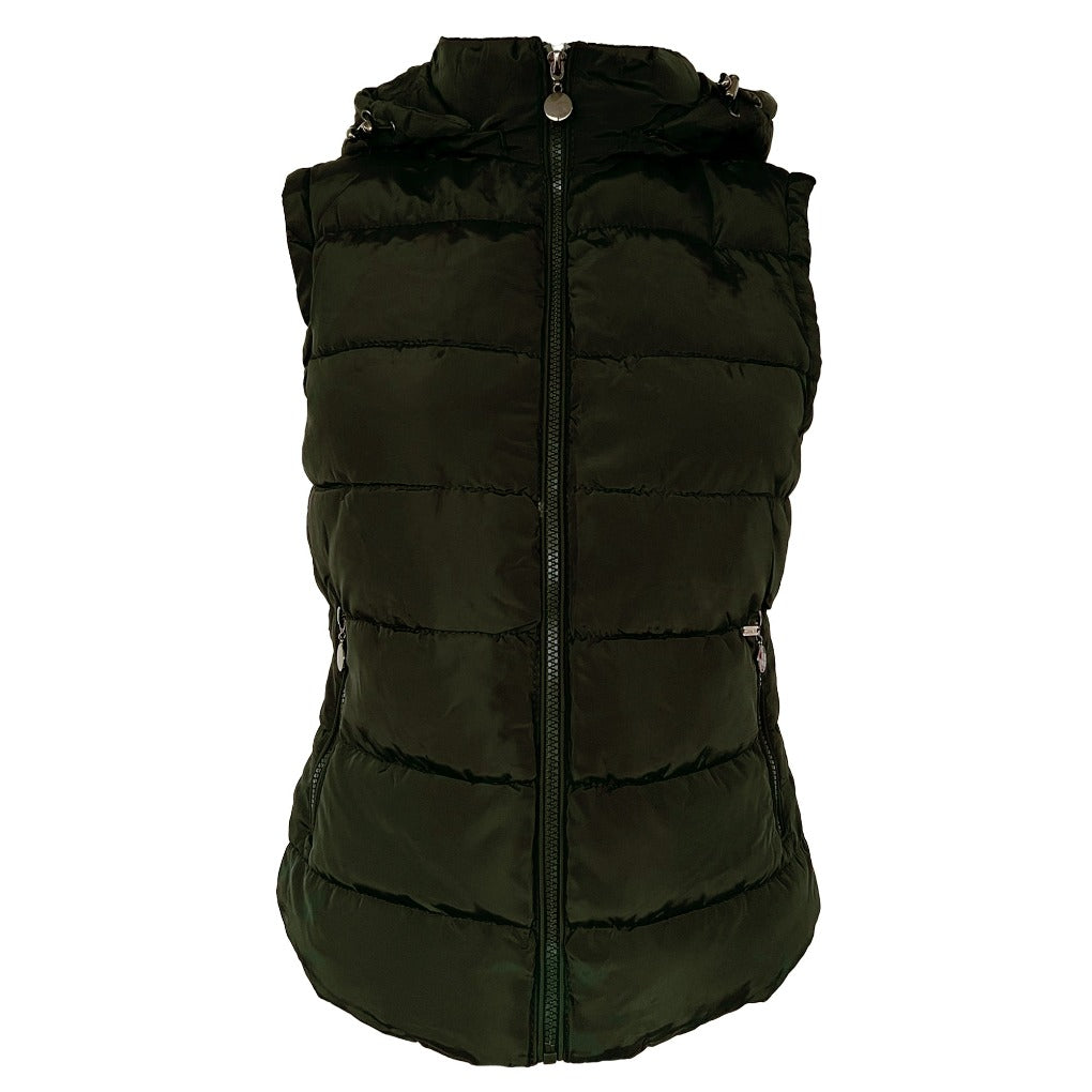 Reitweste spooks Damen Steppweste-mit-abnehmbarer-Kapuze-Edita darkgreen dunkelgrün olive