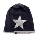 beanie stern  mütze mit stern pailletten silber anthra mütze springstar dünne sommermütze damen schwarz baumwolle
