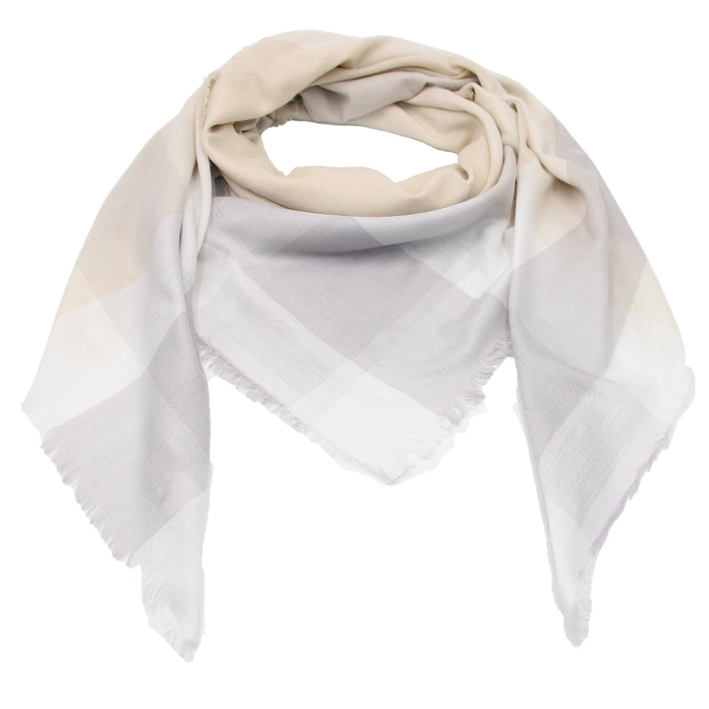 Dreieckstuch kariert beige grau weiß mit fransen kariertes tuch dünner schal halstuch schal tuch