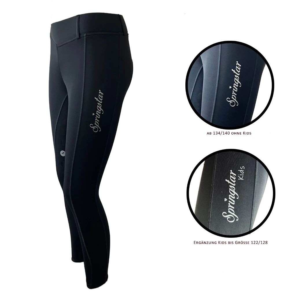 springstar kinder reitleggings herzenspony mit handytasche vollbesatz schwarz