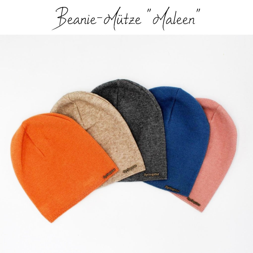 Beanie-Mütze "Maleen" muetze-beanie-maleen-hellgrau-coralle-apricot-beige-eisblau-altrose-beaniemuetze-springstar-sps feinstrick