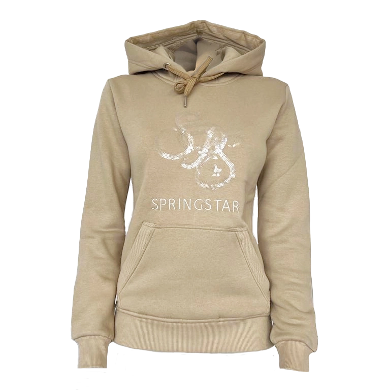 pailettenhoodie spooks-selma2.0-beige-springstar-kangurutasche-kapuzefront