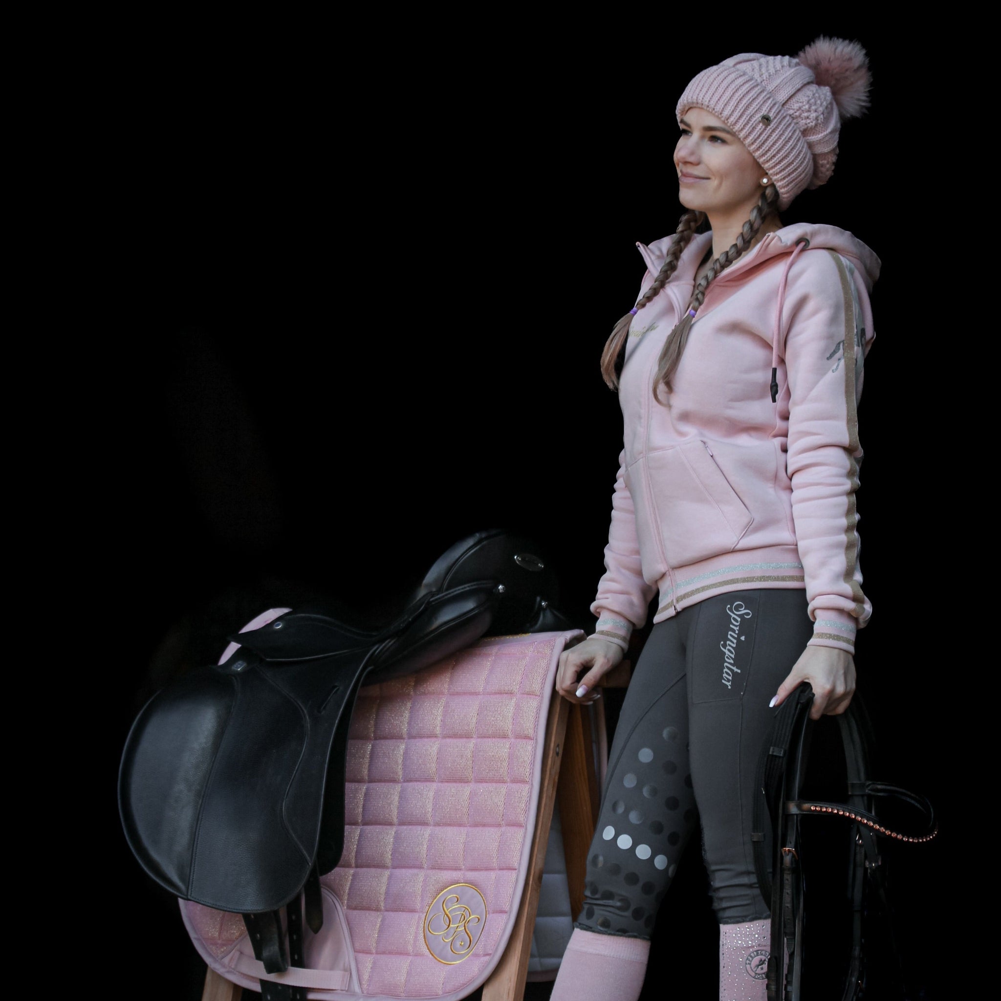 reiter hoodie malina spooks springstar reitleggings schbracke glitzer rosa sattel