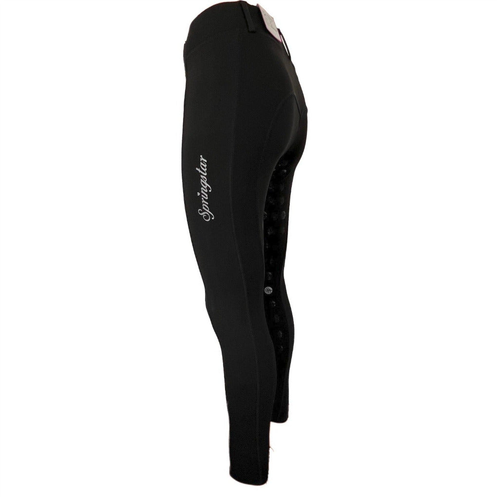 Reitleggings Sweetheart von SPRINGSTAR 2048 in Black-Silver mit Handytasche am Oberschenkel und Silikon-Vollbesatz