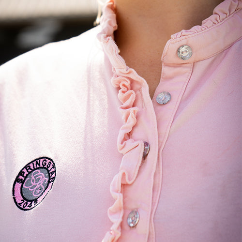 turnierbluse, Turniershirt, Springstarshirt, Reitshirt, Reitbluse, Rosa Reitbluse, rüschen, rüschenreitbluse, rüschenshirt, t-shirt, pferde, reitmode, springstar, shirt rosa, shirt marine, glitzershirt, rüscgen, rüschenshirt spooks