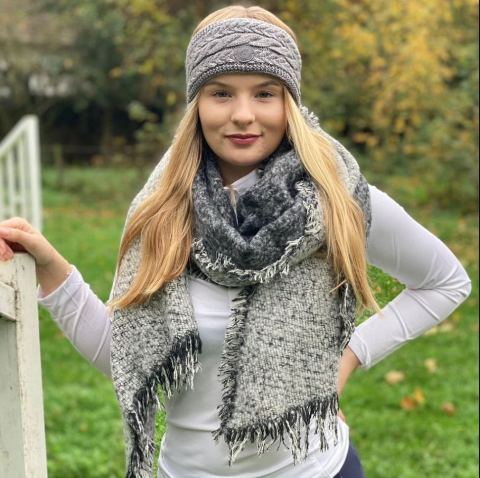 fransen,schal,xxl,kuschelig,reitstall,warm,flauschig,grau,rosa,modern,nice,reiten,freizeit, schwarz grauer schal